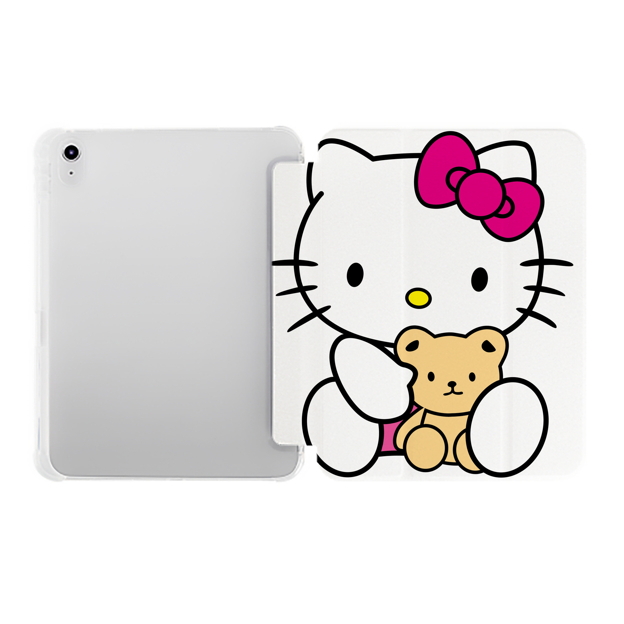 （画像用） Hello Kitty ハローキティ IPad ケース ペン収納付き 三つ折りスタンド PUレザー×シリコン 対応機種9.5/10.5/10.9インチ